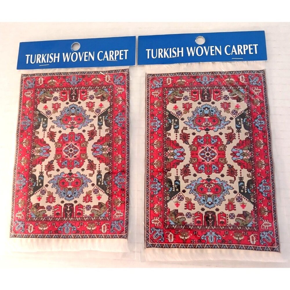 Dollhouse Miniature Turkish Woven Carpet Rug Lot of 2 New! Small House Sealed